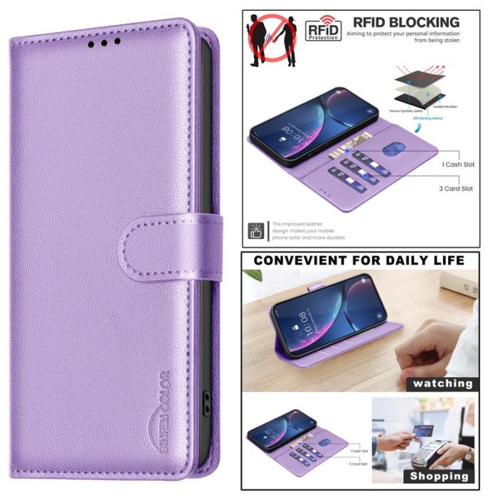 BINFEN COLOR - BINFEN Samsung Galaxy S26 Plus Fodral Äkta Läder RFID Skydd - Lila
