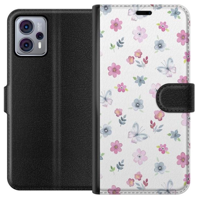 iSecrets - Plånboksfodral till Motorola Moto G23 med Blommor och fjärillar