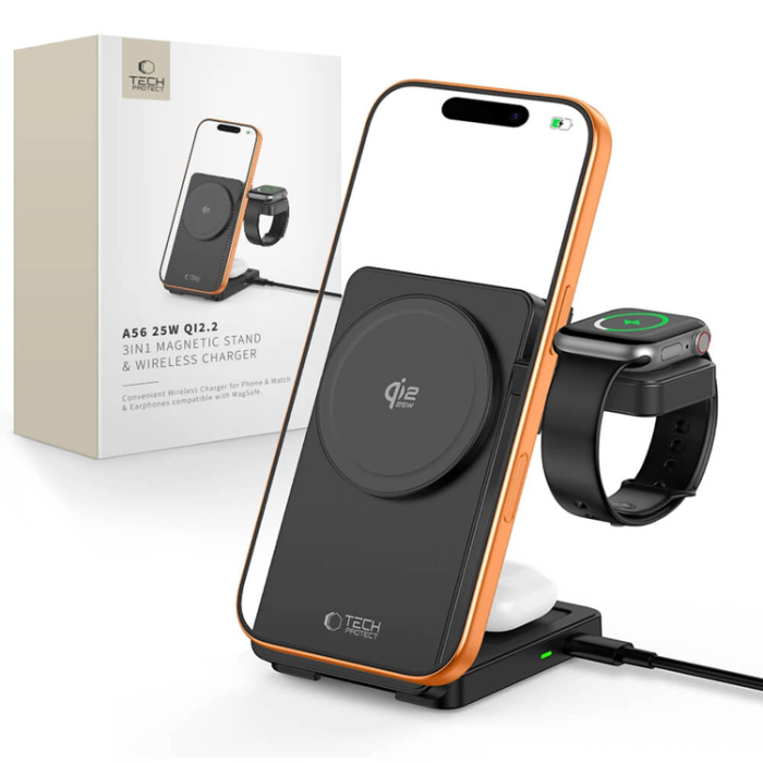 Tech-Protect - Tech-Protect Qi2.2 MagSafe Trådlös Laddare För iPhone/Apple Watch/AirPods