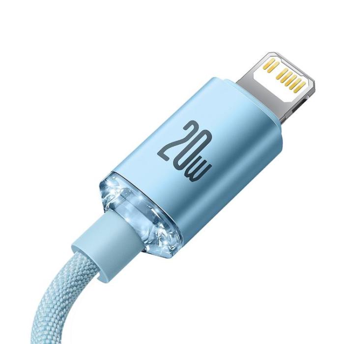 BASEUS - Baseus Crystal Shine USB-C till Lightning kabel 20W 1.2m - Blå