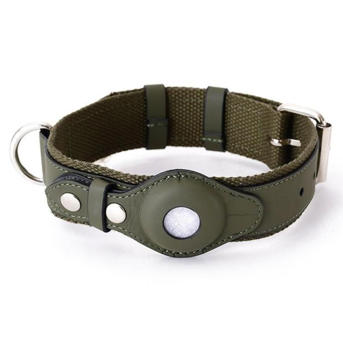 A-One Brand - Airtag halsband för katt & hund PU-Läder - Grön