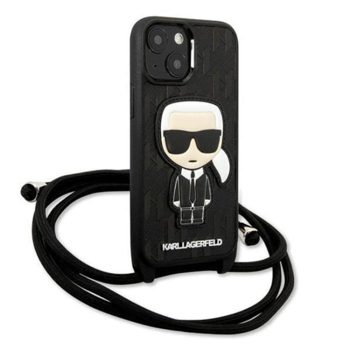 KARL LAGERFELD - Karl Lagerfeld iPhone 13 mini Skal Monogram Patch and Cord Iconik - Svart