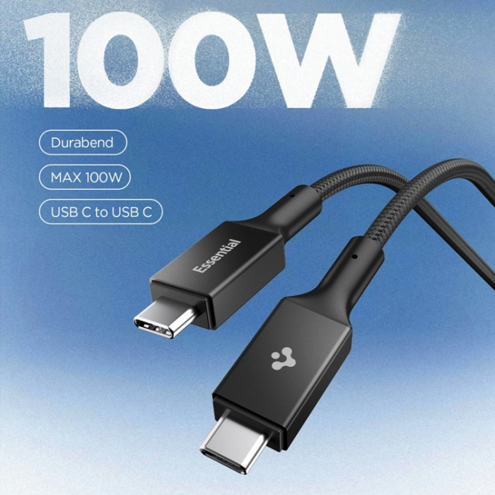 Spigen - Spigen USB-C till USB-C kabel 1m 100W - Svart