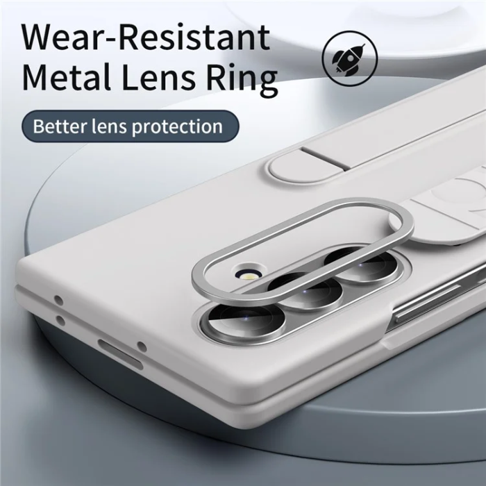 A-One Brand - Galaxy Z Fold7 5G Mobilskal Kickstand Armband PC Silicone - Vit