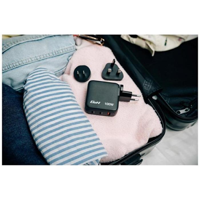 Verbatim - Verbatim Snabbladdare 100W 2xUSB-C 1xUSB-A GaN Mini EU/UK/USA - Svart