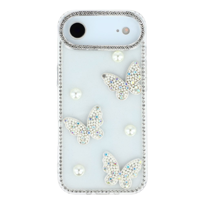 A-One Brand - iPhone Air Mobilskal Rhinestone Edge Pearl Butterfly