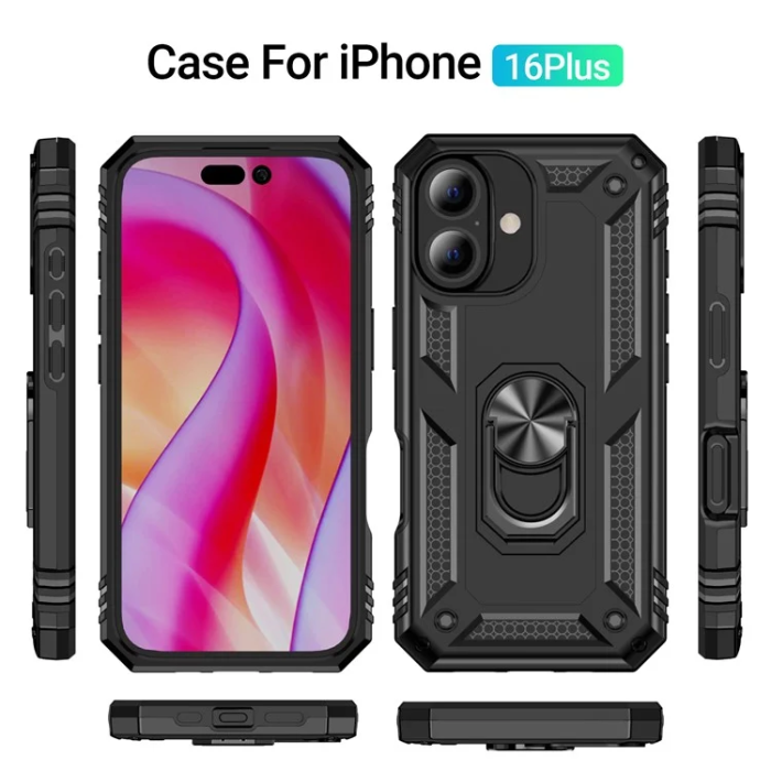 A-One Brand - iPhone 16 Plus Mobilskal med Kickstand - Svart