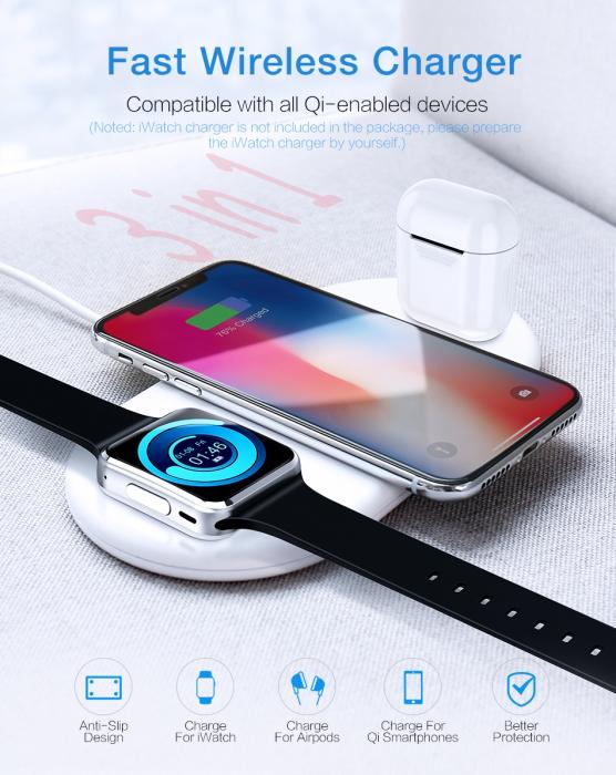 UTGATT5 - Floveme 3 i 1 laddare till Apple Produkter - Vit