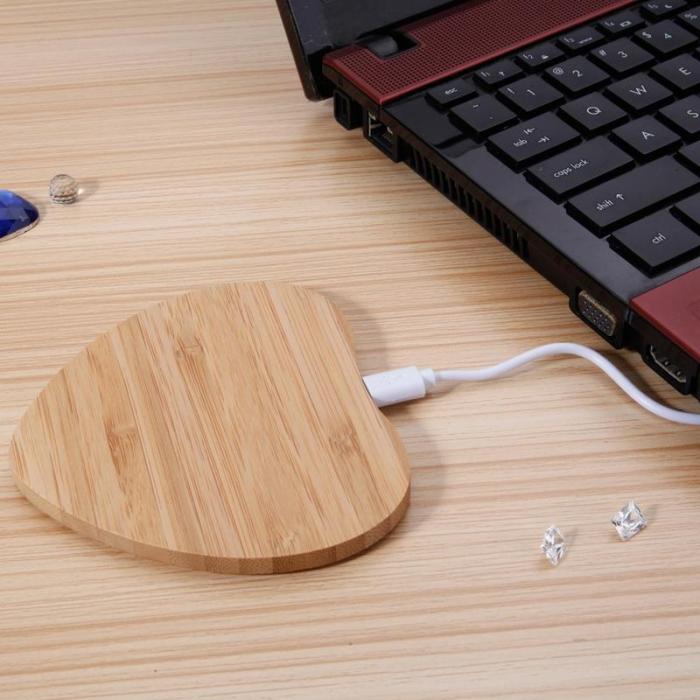 A-One Brand - Wooden QI Trådlös Laddare - Heart