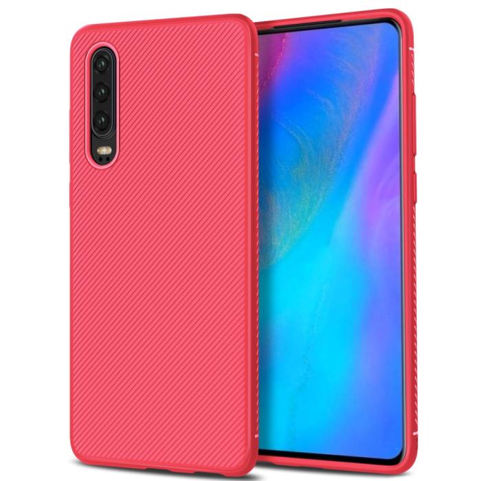 OEM - Twill Texture Flexicase Skal till Huawei P30 - Röd