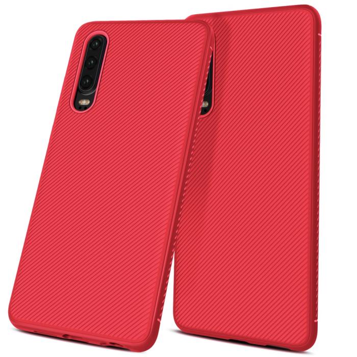 OEM - Twill Texture Flexicase Skal till Huawei P30 - Röd