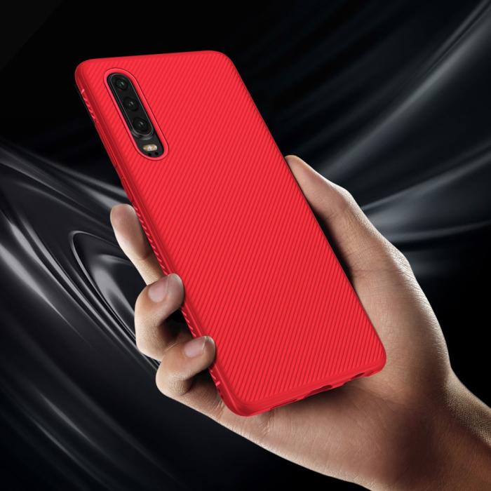 OEM - Twill Texture Flexicase Skal till Huawei P30 - Röd