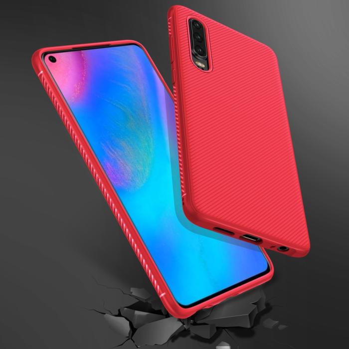 OEM - Twill Texture Flexicase Skal till Huawei P30 - Röd