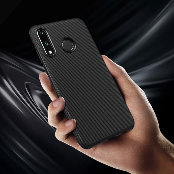 A-One Brand - Twill Texture Flexicase Skal till Huawei P30 Lite - Svart