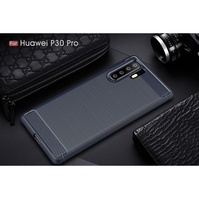 UTGATT1 - Carbon Brushed Mobilskal till Huawei P30 Pro - Blå