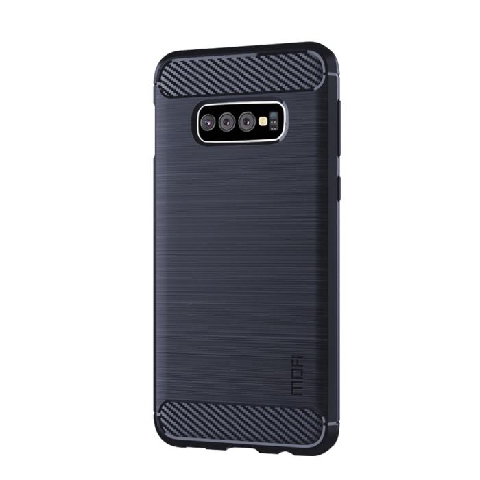UTGATT1 - Carbon Brushed Mobilskal till Samsung Galaxy S10E - Blå