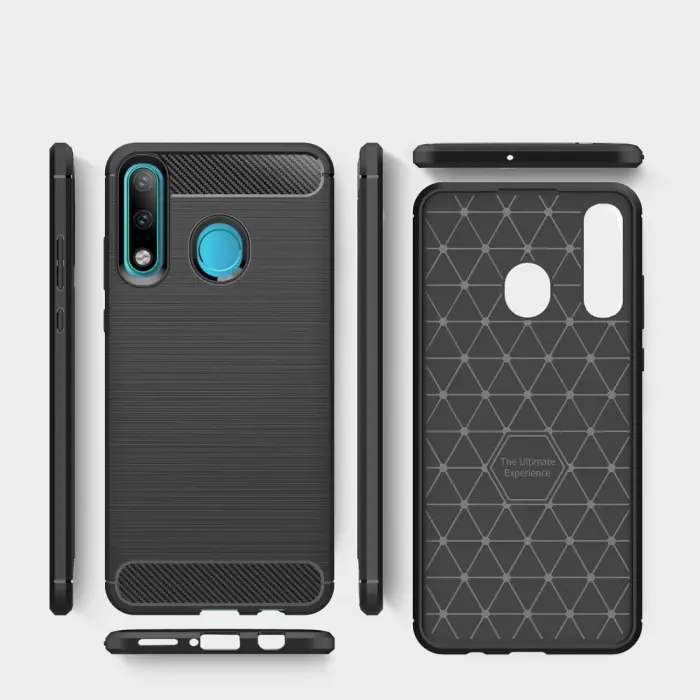 A-One Brand - Carbon Brushed Mobilskal till Huawei P30 Lite - Svart