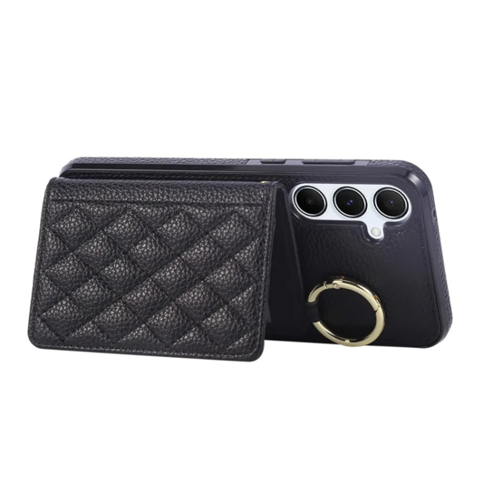 A-One Brand - Galaxy A17 5G/4G Mobilskal Korthållare Kickstand Rhombus - Svart