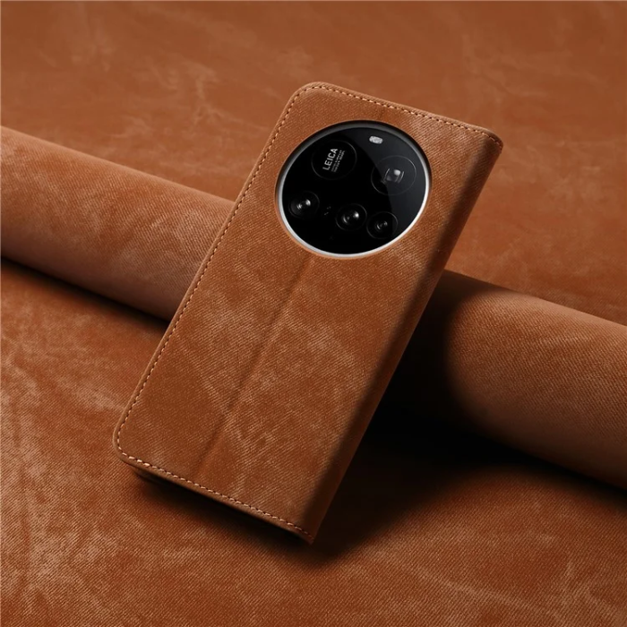 A-One Brand - Xiaomi 15 Ultra Plånboksfodral Jeans Cloth Texture - Coffee