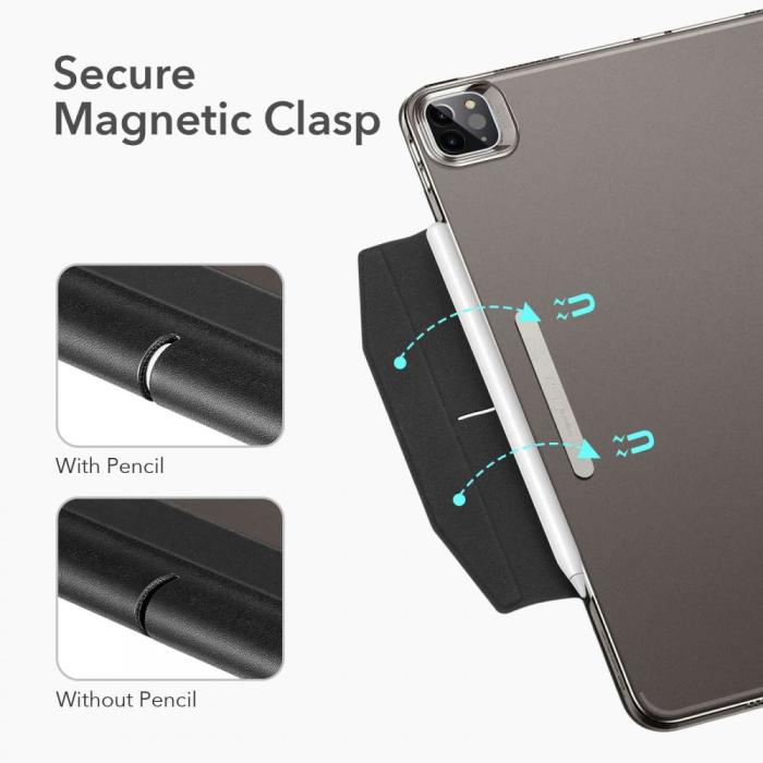 UTGATT5 - ESR - Ascend Trifold & Härdat Glas iPad Pro 12.9 2021 - Grå