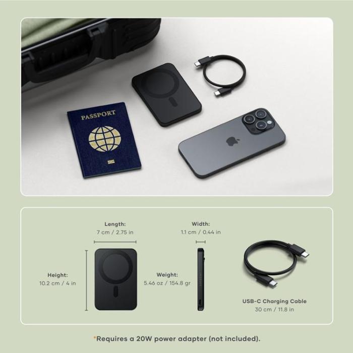 Satechi - Satechi Qi2 MagSafe Powerbank 5000mAh med Stativ - Svart