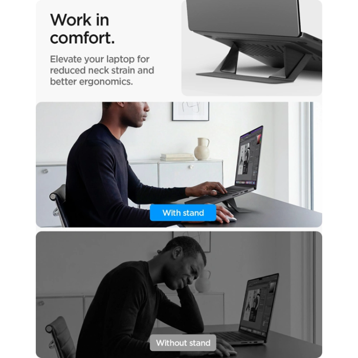Spigen - Spigen Laptopstativ Slimfold LD201-S6 - Rymdgrå