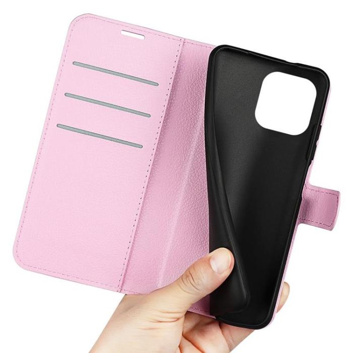 OEM - Litchi Flip iPhone 14 Pro Plånboksfodral - LjusRosa