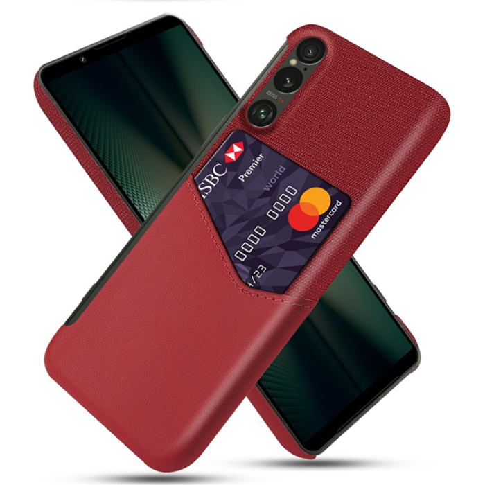 A-One Brand - Sony Xperia 1 VII Mobilskal med Korthållare Kickstand - Röd