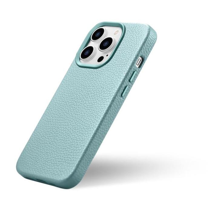 ICARER - iCarer iPhone 14 Pro Max Skal Magsafe Äkta Läder Litchi Premium - Grön
