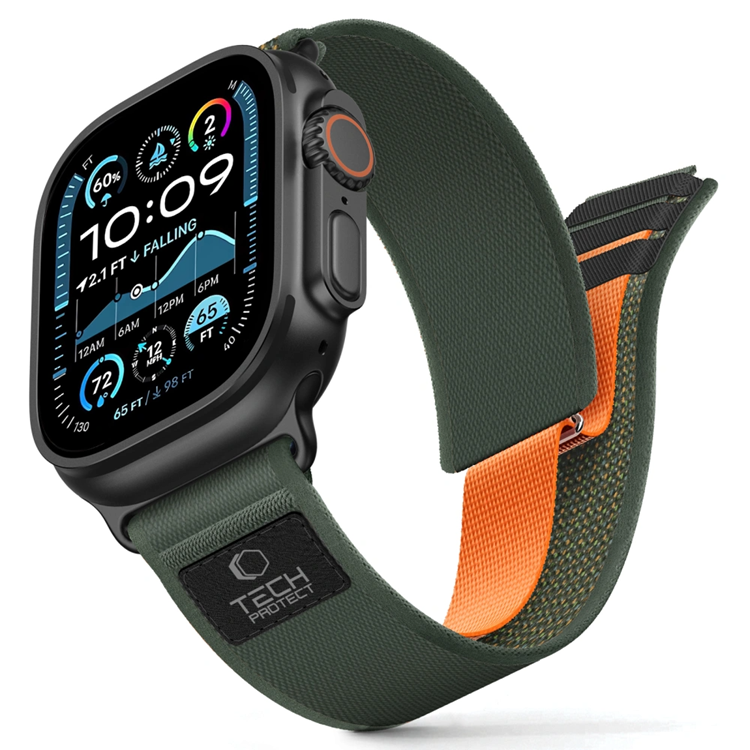 Tech-Protect Apple Watch (44/45/46/49mm) Armband Nylon Elite - Grön/Orange | 5123 | AlltMobil