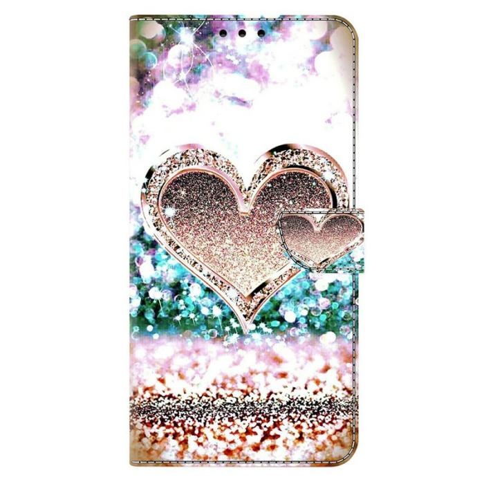 OEM - Samsung Galaxy A37 Plånboksfodral Konstläder - Rosa Diamant Hjärta