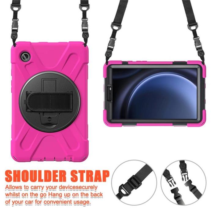 A-One Brand - Galaxy Tab A9 Skal Kickstand Handrem Med Axelrem - Ros