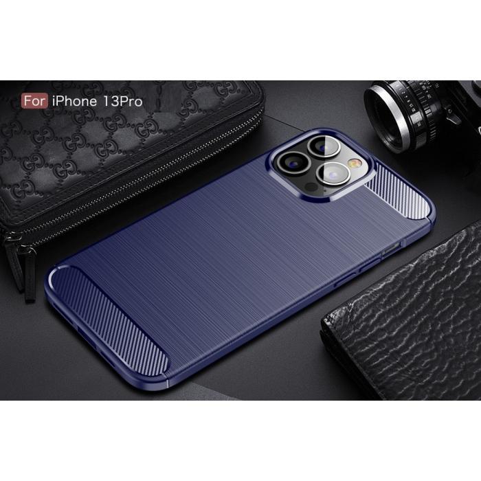 OEM - Carbon Fiber Texture Skal iPhone 13 Pro - Blå