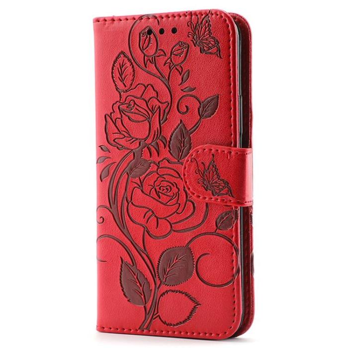 A-One Brand - Galaxy S25 Ultra Konstläder Plånboksfodral Imprinted Rosa Butterfly