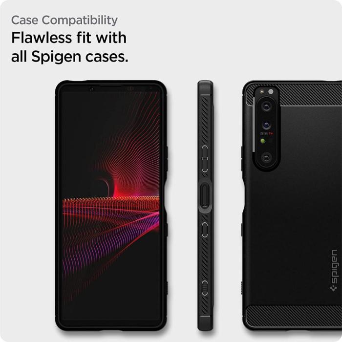 UTGATT - Spigen ALM Glass FC Härdat Glas Skärmskydd Xperia 1 III Svart
