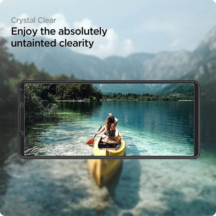 UTGATT - Spigen ALM Glass FC Härdat Glas Skärmskydd Xperia 1 III Svart