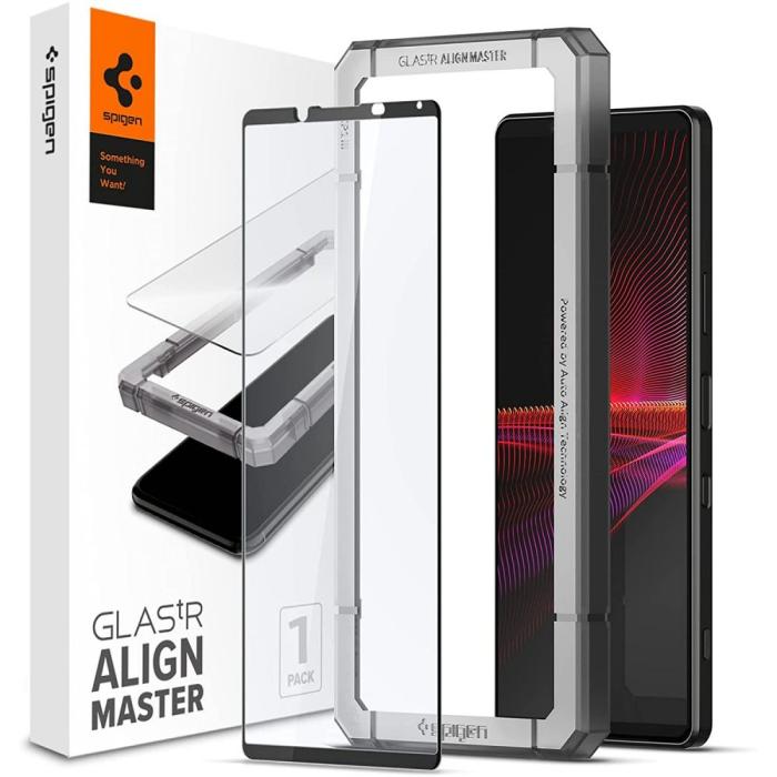 UTGATT - Spigen ALM Glass FC Härdat Glas Skärmskydd Xperia 1 III Svart