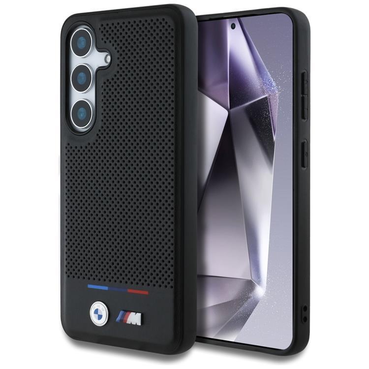 BMW Galaxy S25 Mobilskal MagSafe Läder Tricolor Stripe - Svart | 2353 | AlltMobil