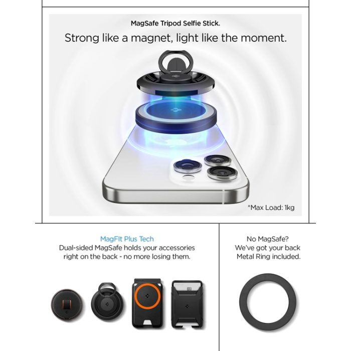 Spigen - Spigen Magsafe Bluetooth Selfiestick Tripod S581W - Svart