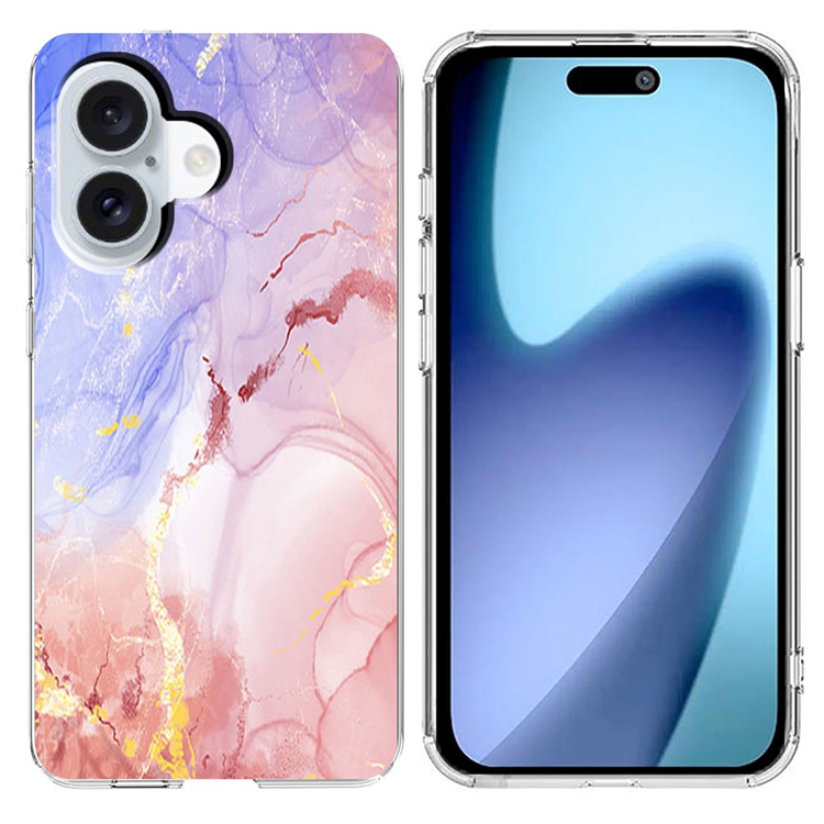 iPhone 17 Mobilskal Marble Pattern Printing Soft - Rosa | 2353 | AlltMobil