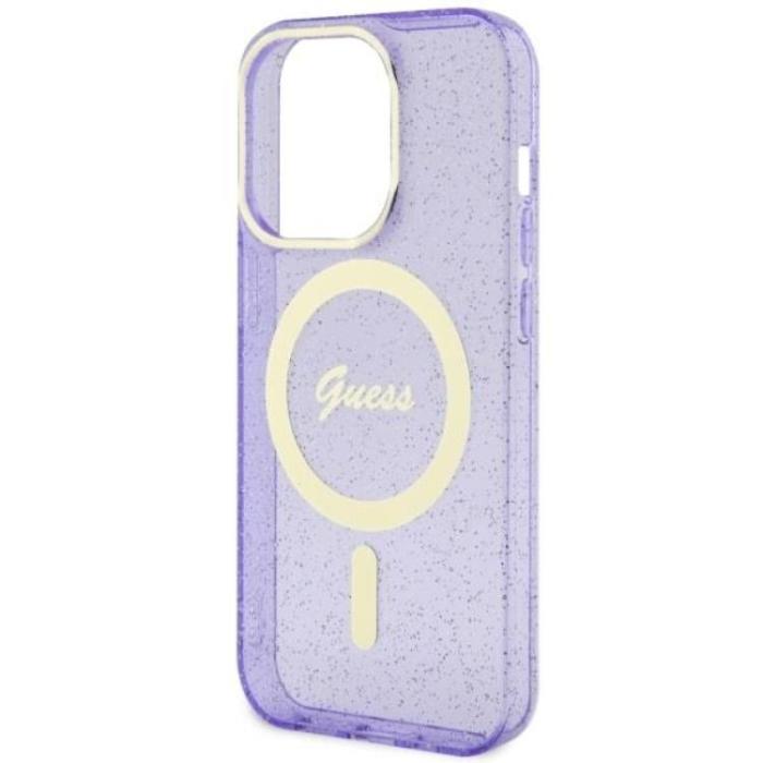 Guess - Guess iPhone 14 Pro Max Mobilskal MagSafe Glitter Guld - Lila