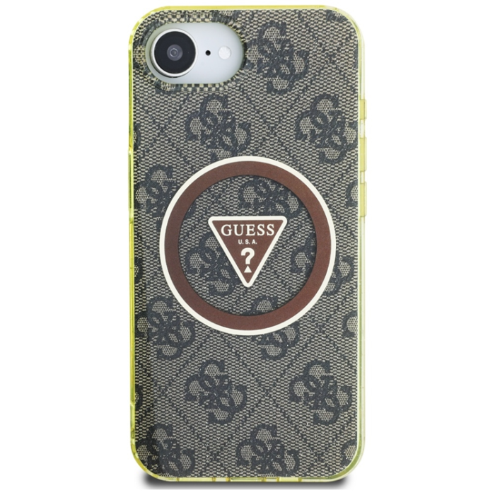 Guess - Guess iPhone 16e Mobilskal Magsafe Metal Glitter - Brun