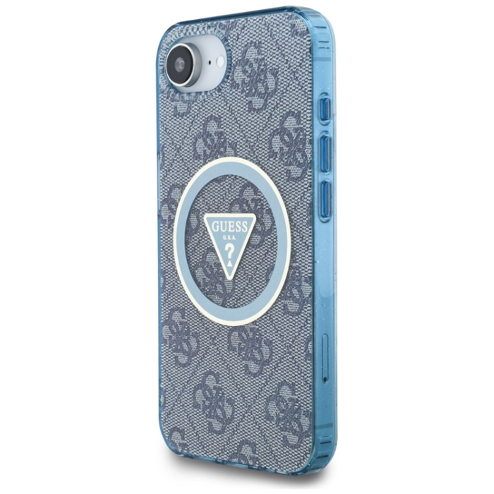 Guess - Guess iPhone 16e Mobilskal Magsafe Metal Glitter - Blå