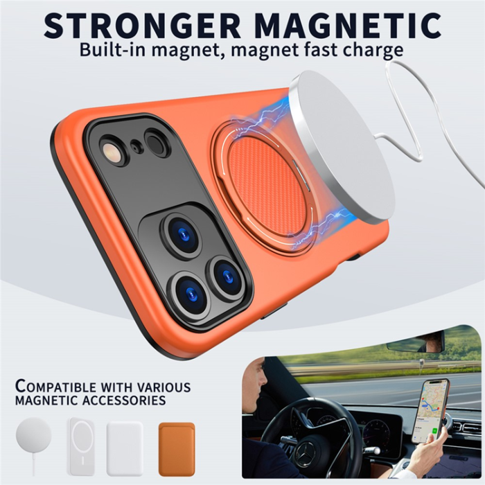 A-One Brand - iPhone 17 Pro Mobilskal MagSafe Rotating Kickstand - Orange