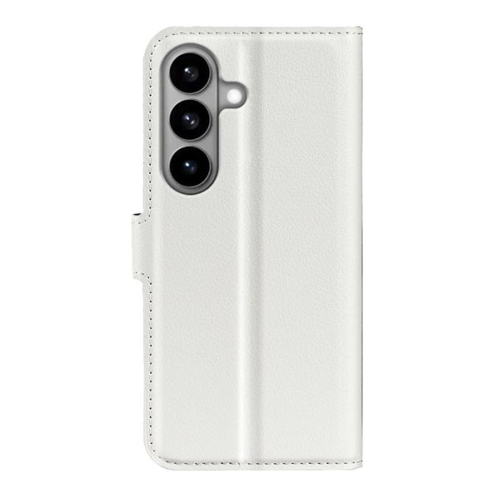 OEM - Litchi Samsung Galaxy S26 Plånboksfodral Konstläder Stötbeständig - Vit