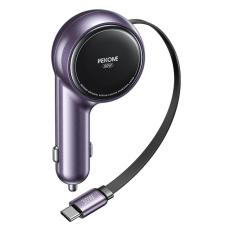 OEM - WEKOME WP-C50 Biladapter 60W Dubbel USB-C Snabbladdning Lila 0,8m Kabel