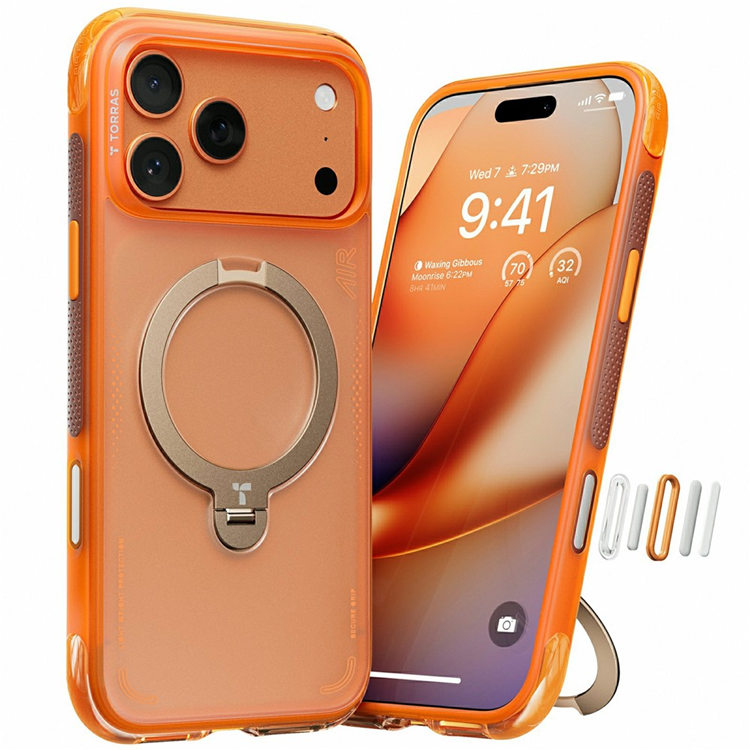 TORRAS Mobilskal till iPhone 17 Pro Max MagSafe Ostand Q3 Air - Orange | 2353 | AlltMobil