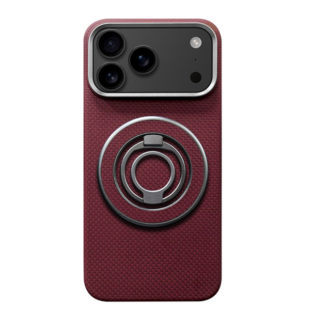 iPhone 17 Mobilskal MagSafe Kevlar Metal Ring - MiG Röd | 2353 | AlltMobil