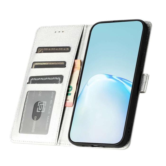 OEM - Samsung Galaxy A57 Plånboksfodral Konstläder Magnetisk Stängning - Silver