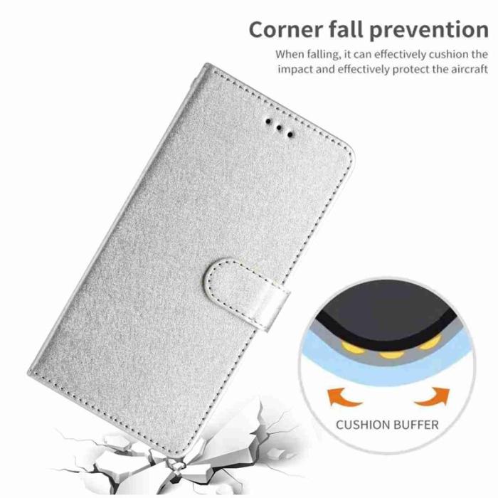 OEM - Samsung Galaxy A57 Plånboksfodral Konstläder Magnetisk Stängning - Silver